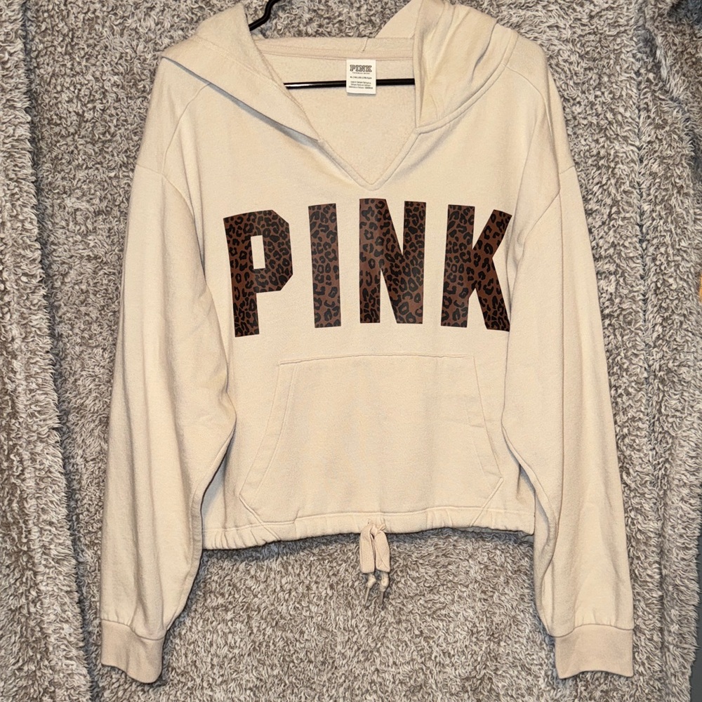 PINK Cropped V-Neck Sweatshirt